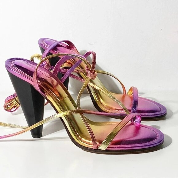 New Isabel Marant Aliza Metallic Leather Sandals in Metallic Pink - Picture 4 of 10